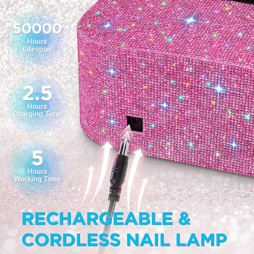 Aedavey Cordless UV Nail Lamp – Rechargeable LED Gel Nail Light, 4 Timer Modes, Home Salon