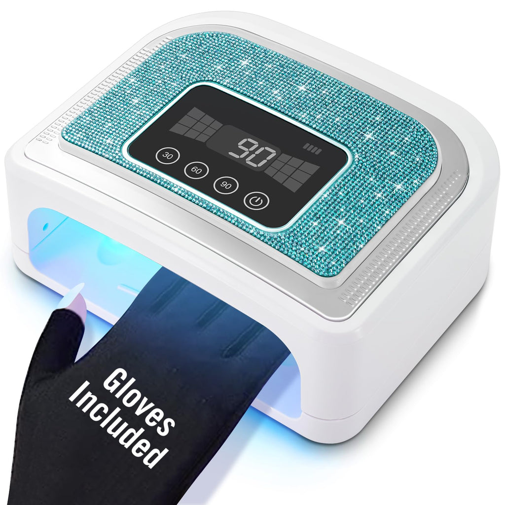 Aedavey Cordless Nail Lamp – Rechargeable UV/LED Dryer with 4 Timers | Sparkly Blue Diamond