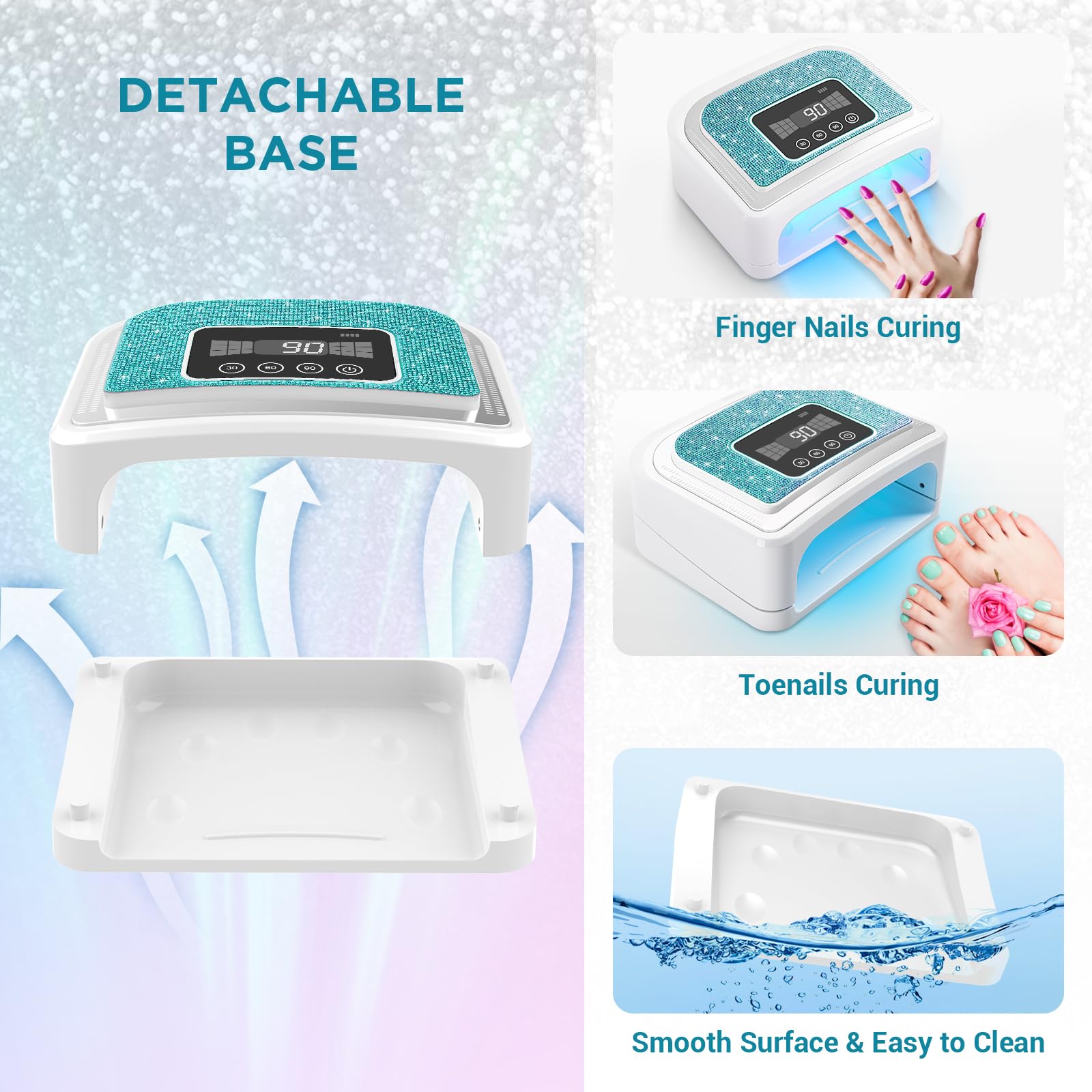 Aedavey Cordless Nail Lamp – Rechargeable UV/LED Dryer with 4 Timers | Sparkly Blue Diamond
