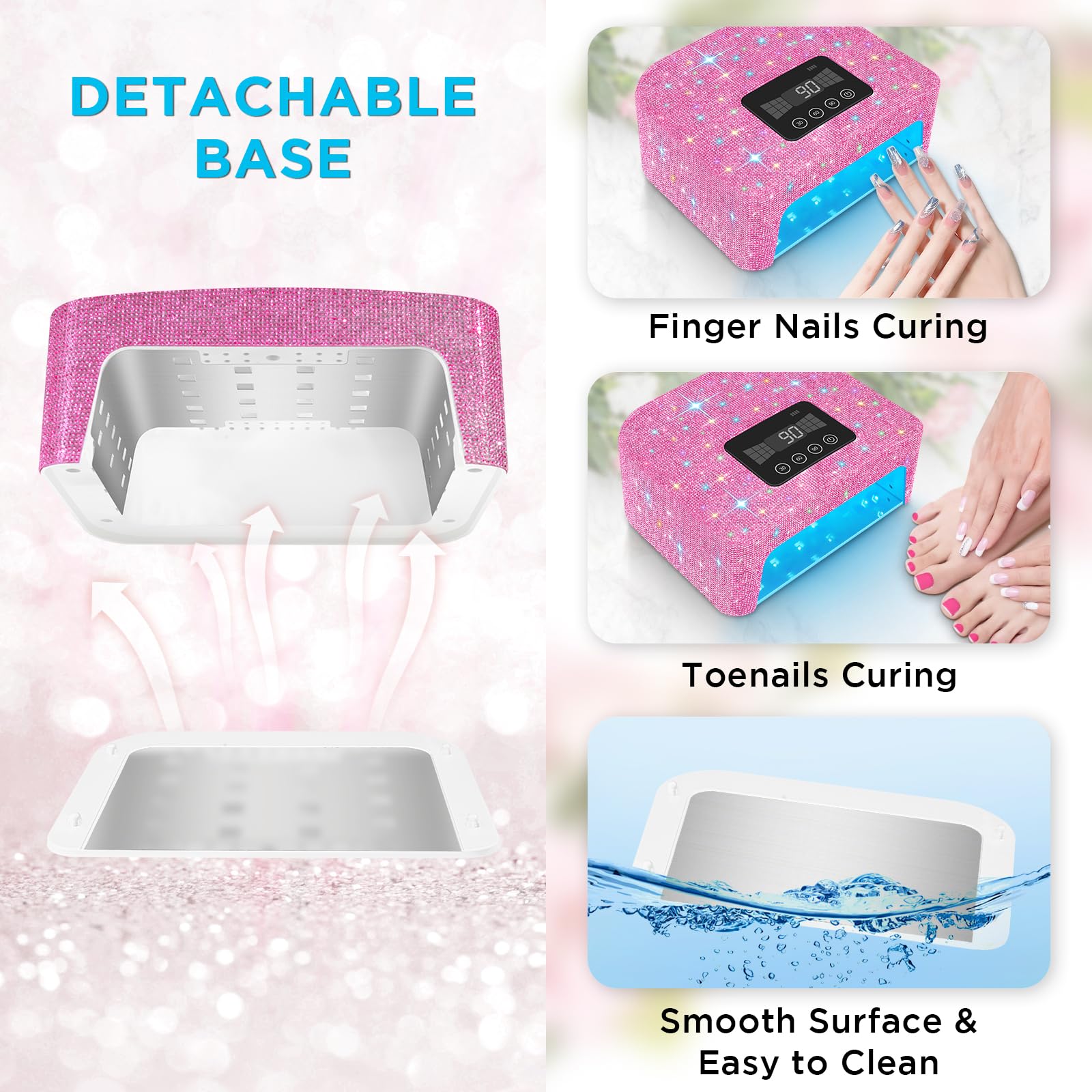 Aedavey Cordless UV Nail Lamp – Rechargeable LED Gel Nail Light, 4 Timer Modes, Home Salon