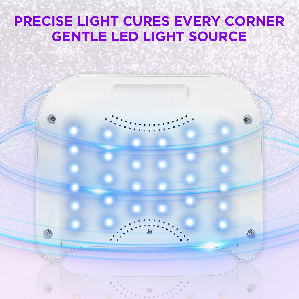 Aedavey Cordless Nail Lamp – Rechargeable UV/LED Gel Light with 4 Timers & Sparkly Purple Diamond