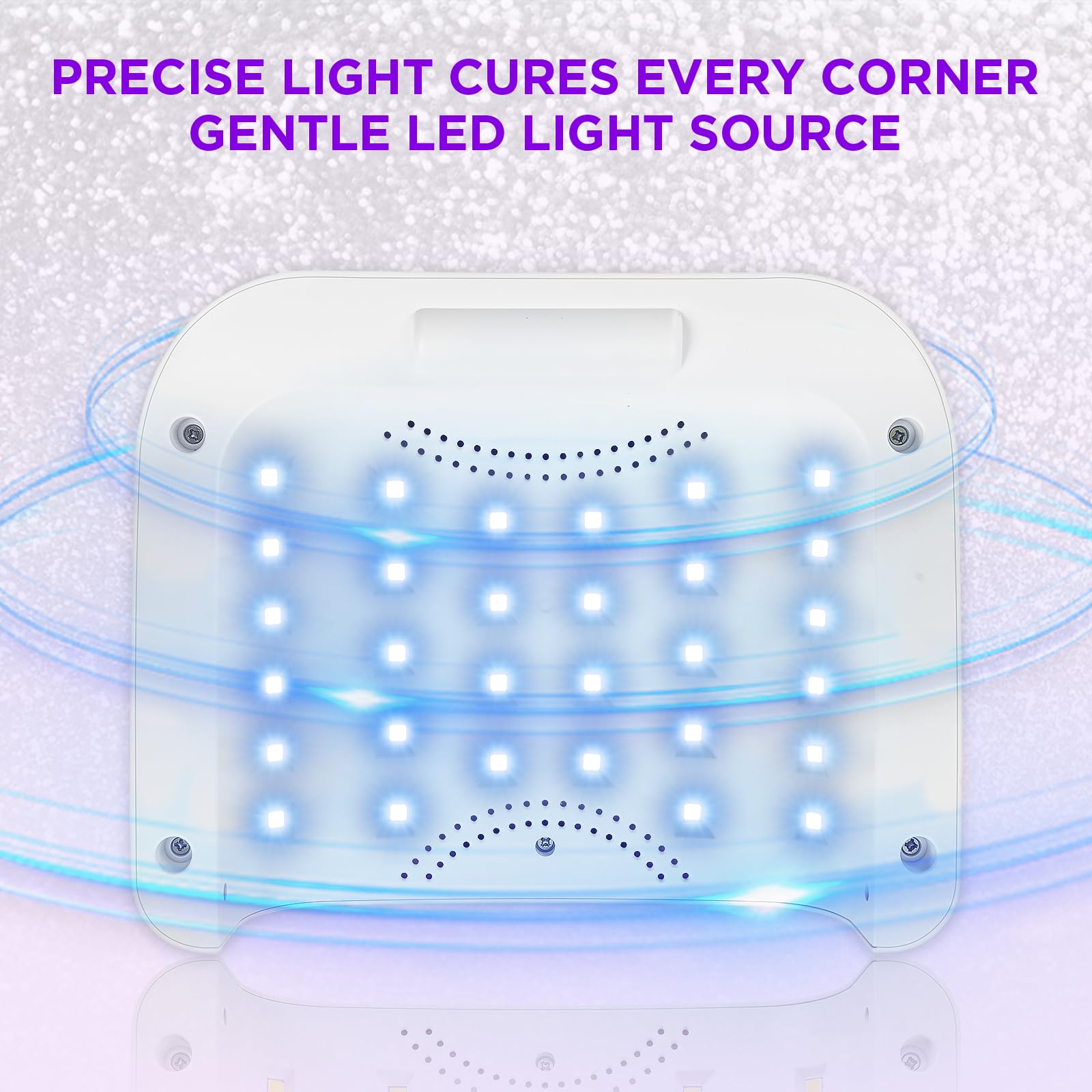 Aedavey Cordless Nail Lamp – Rechargeable UV/LED Gel Light with 4 Timers & Sparkly Purple Diamond