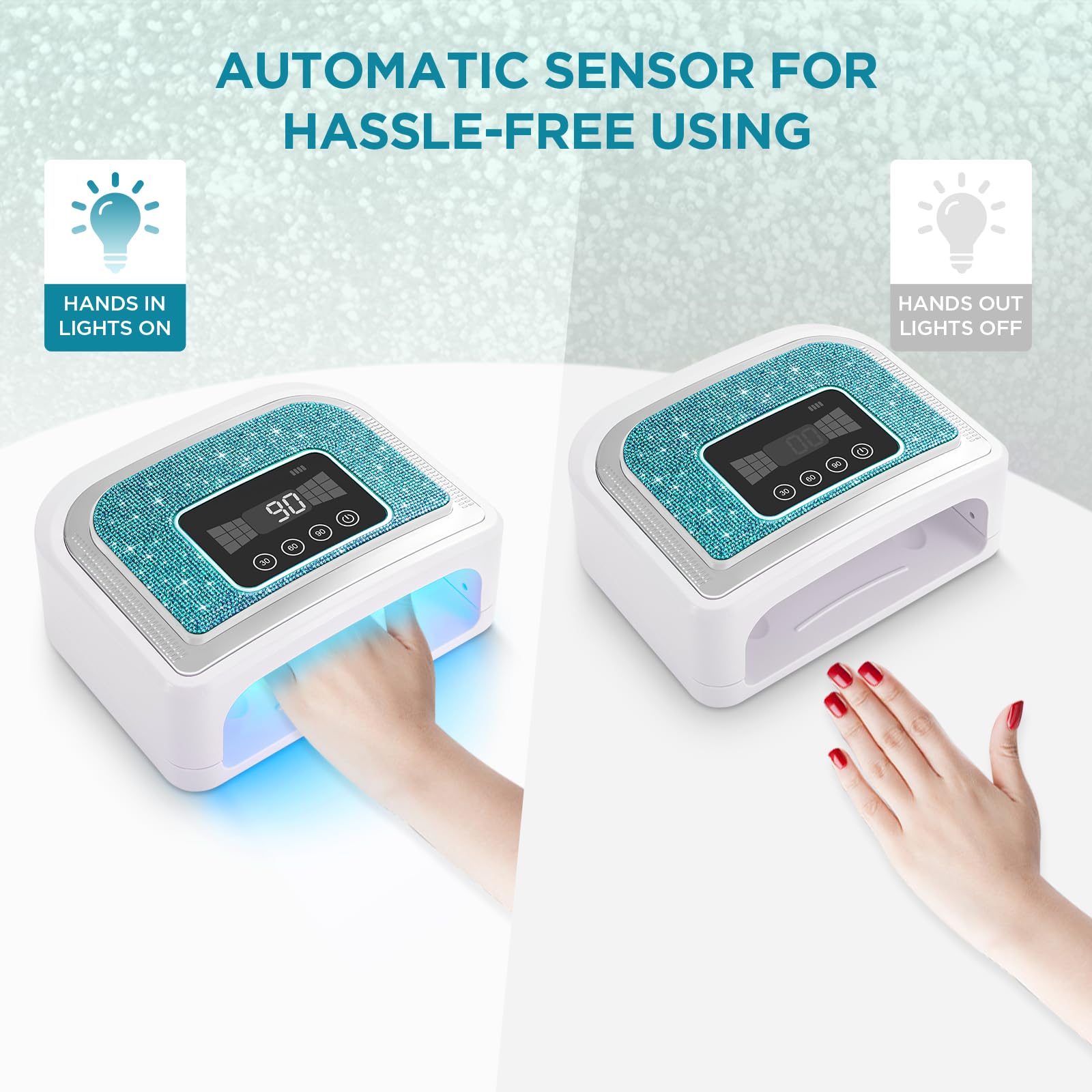 Aedavey Cordless Nail Lamp – Rechargeable UV/LED Dryer with 4 Timers | Sparkly Blue Diamond