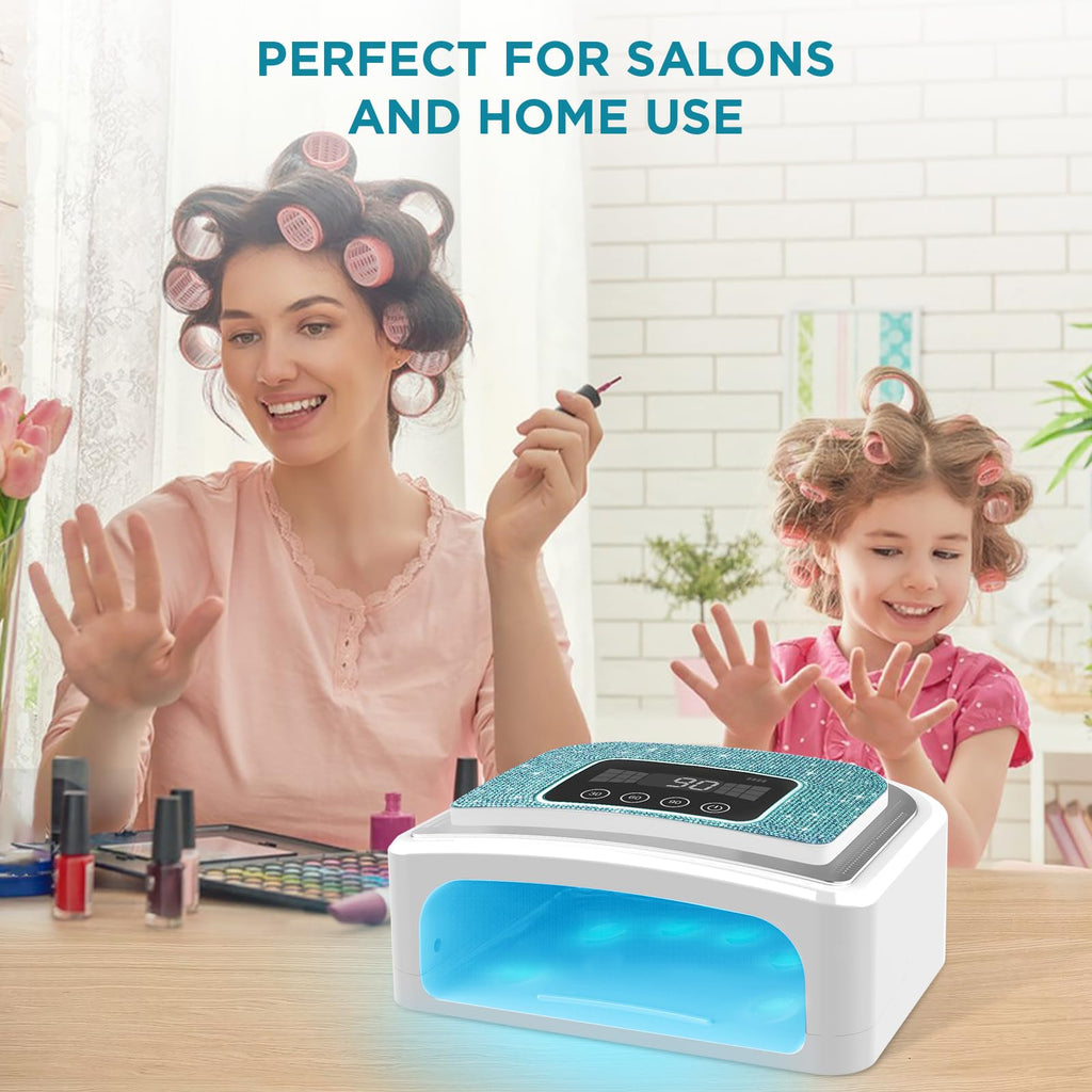 Aedavey Cordless Nail Lamp – Rechargeable UV/LED Dryer with 4 Timers | Sparkly Blue Diamond