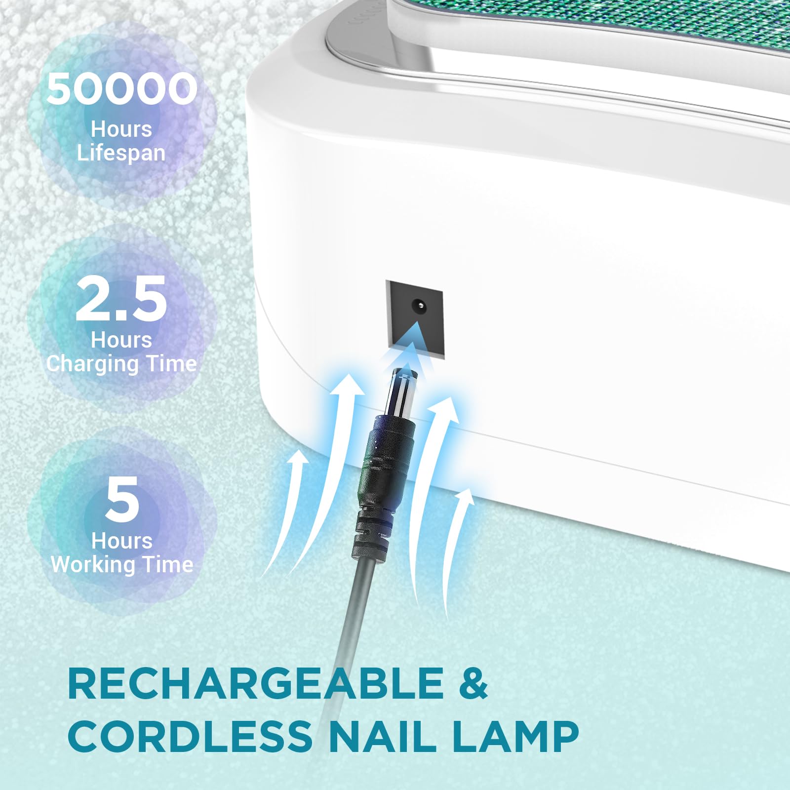 Aedavey Cordless Nail Lamp – Rechargeable UV/LED Dryer with 4 Timers | Sparkly Blue Diamond