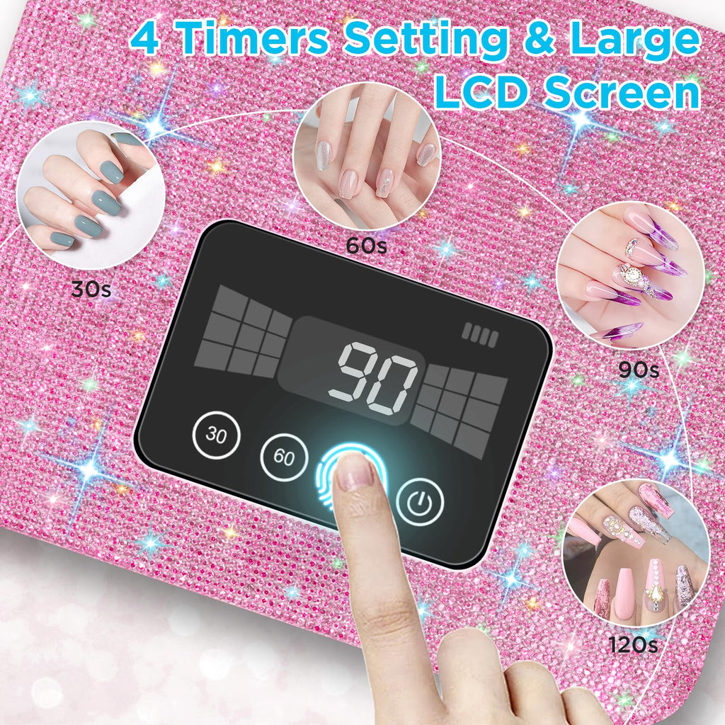 Aedavey Cordless UV Nail Lamp – Rechargeable LED Gel Nail Light, 4 Timer Modes, Home Salon