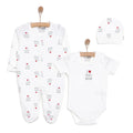 HelloBaby Baby Bodysuit, Hat & Footed Sleepsuit Set (Newborn to 6 Months)