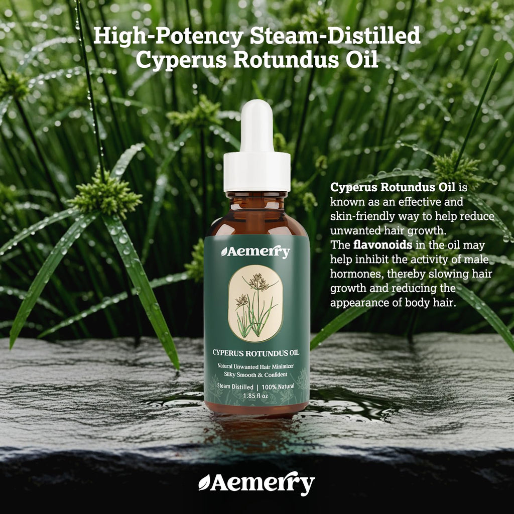 Aemerry Cyperus Rotundus Oil | Natural Hair Inhibitor Serum for Face & Body