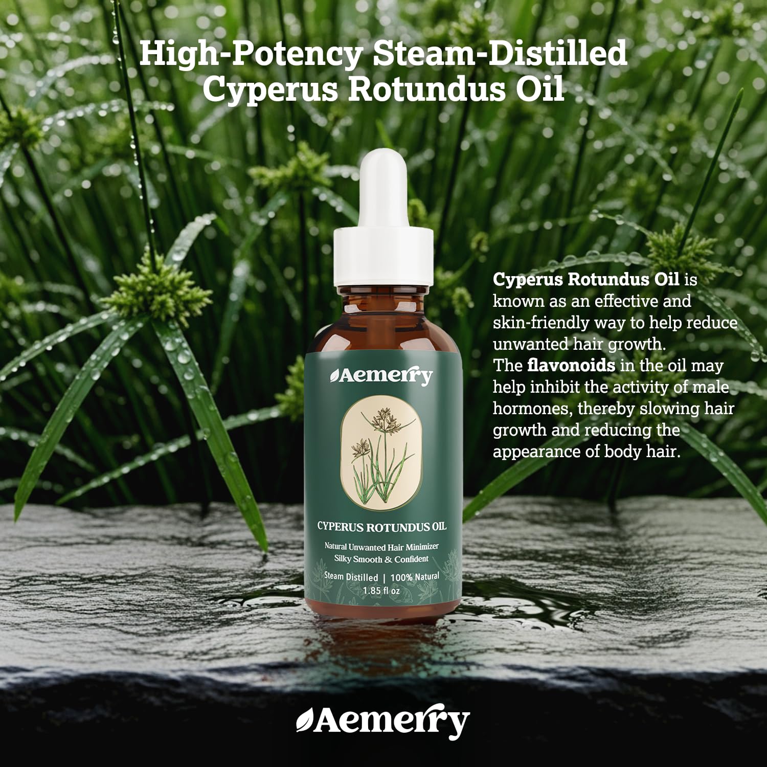 Aemerry Cyperus Rotundus Oil | Natural Hair Inhibitor Serum for Face & Body