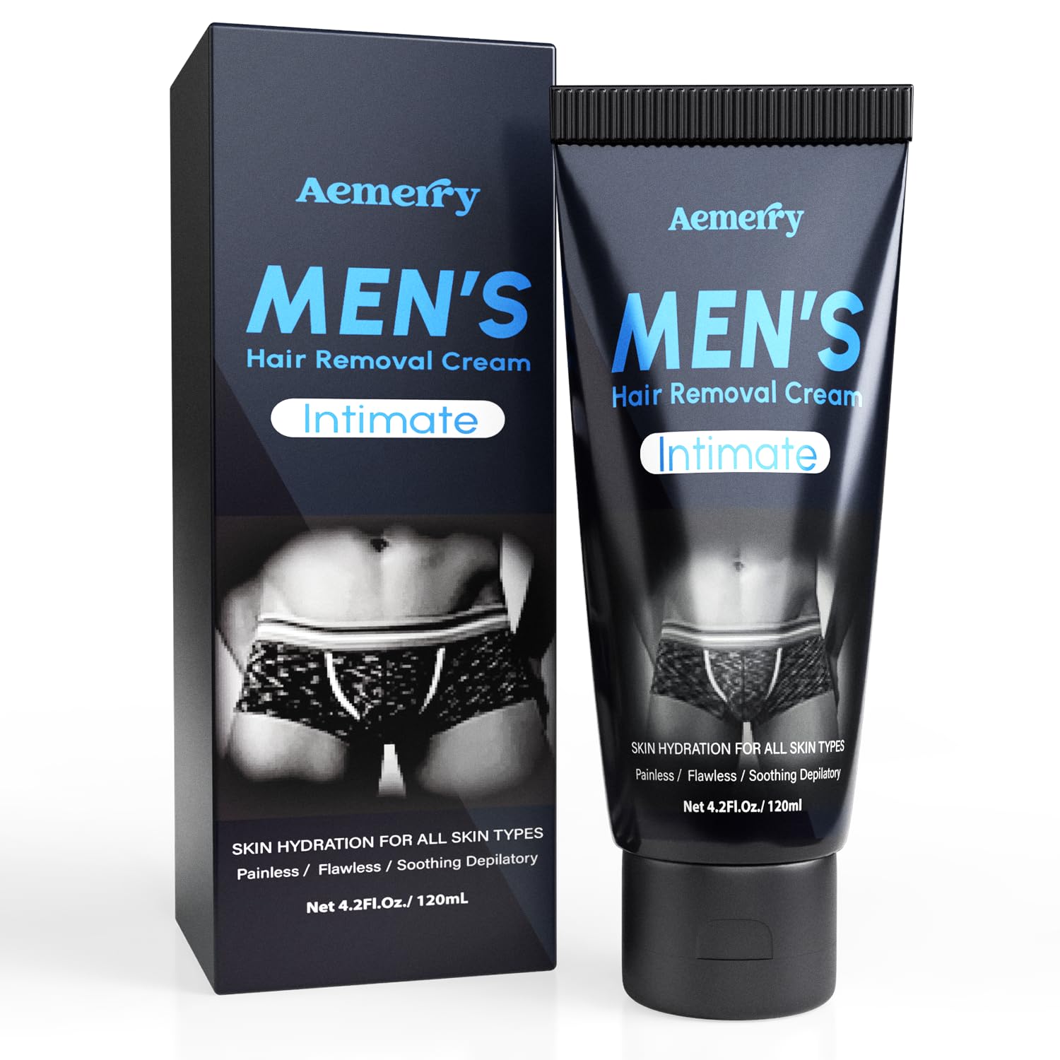 Aemerry Hair Removal Cream for Men — Painless Manscaping, Aloe Vera & Vitamin E | 4.2 oz