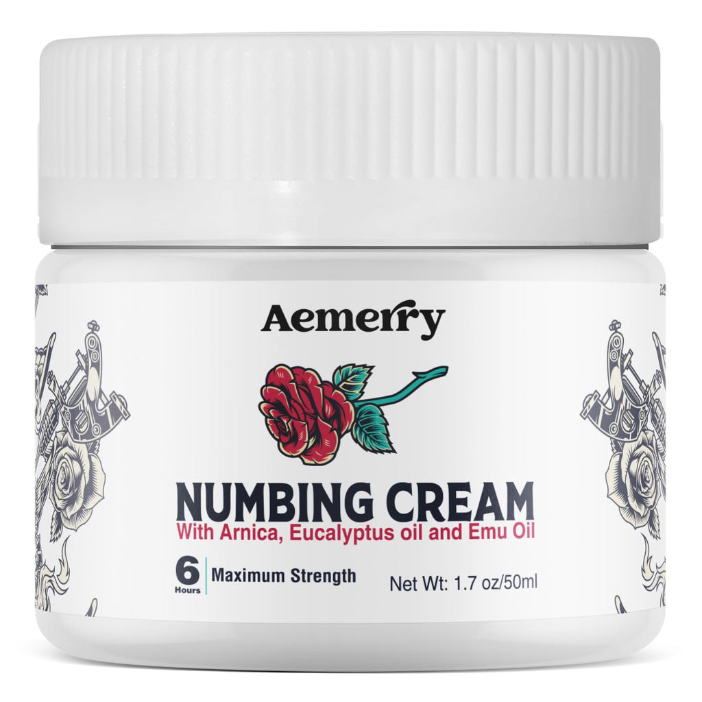 Aemerry Tattoo Numbing Cream Maximum Strength – Up to 6 Hours of Numbness | Extra Strength Numbing Cream (White)