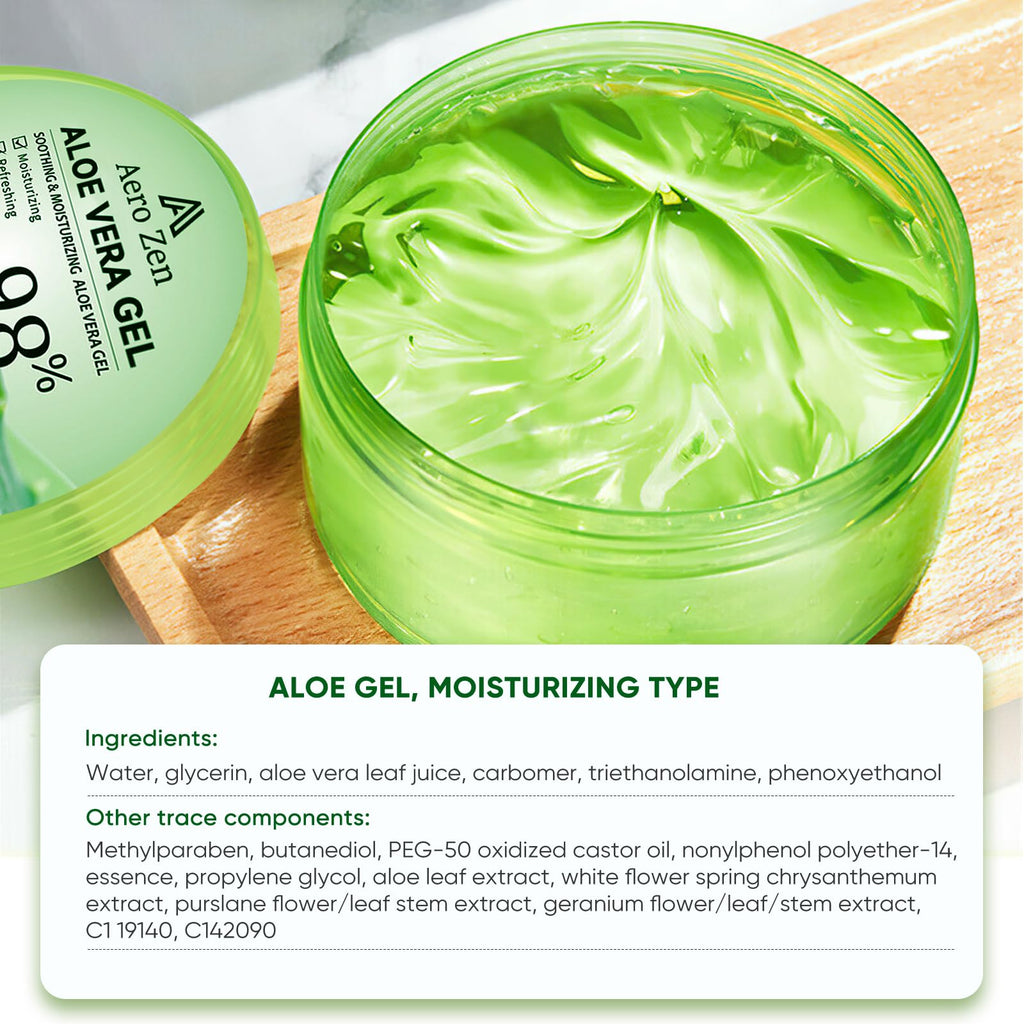 Aero Zen Organic Aloe Vera Gel – 98% Pure, 10oz for Face, Body & Hair
