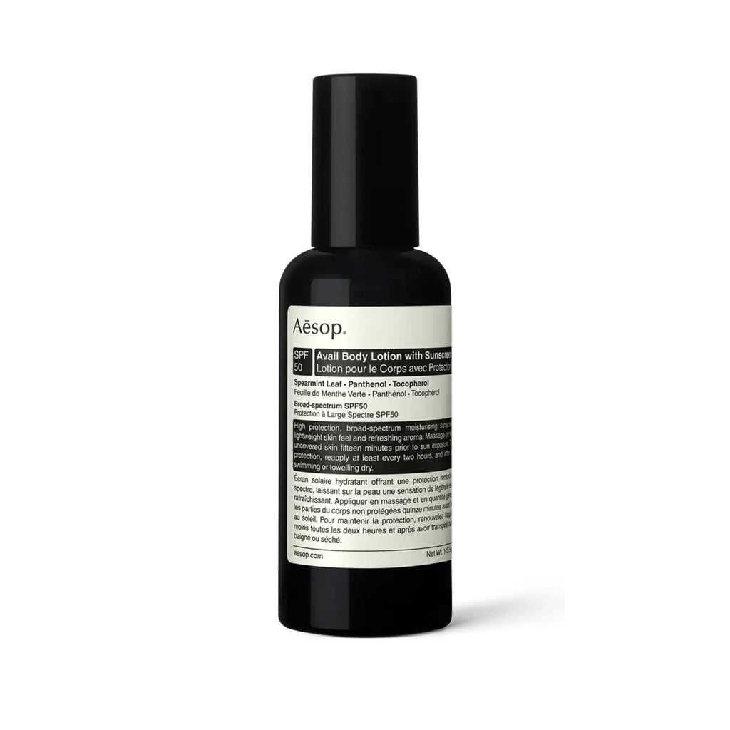 Aesop Avail SPF50 Body Lotion | Lightweight Sunscreen Moisturizer with Spearmint & Vitamin E | 5.13 oz