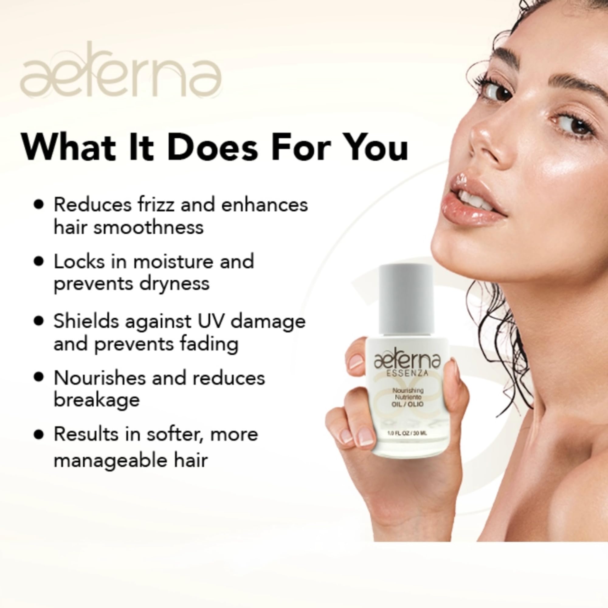 Aeterna ESSENZA Nourishing Hair Oil | Linseed & UV Protection | Lightweight, Non-Greasy – 30 ml