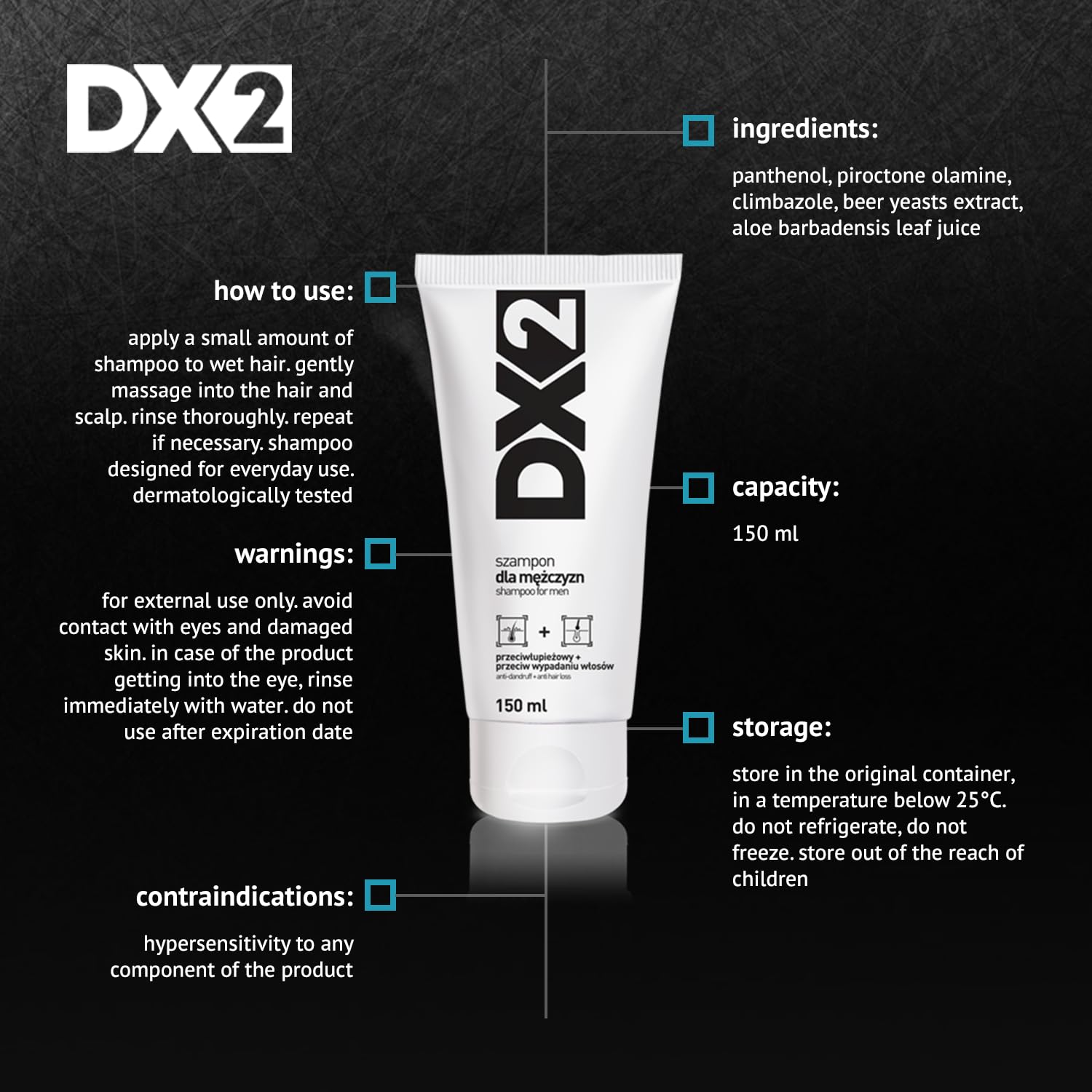 Aflofarm DX2 - Anti-Dandruff + Anti Hair-Loss Shampoo for Men | Double-Action Formula (150 ml)