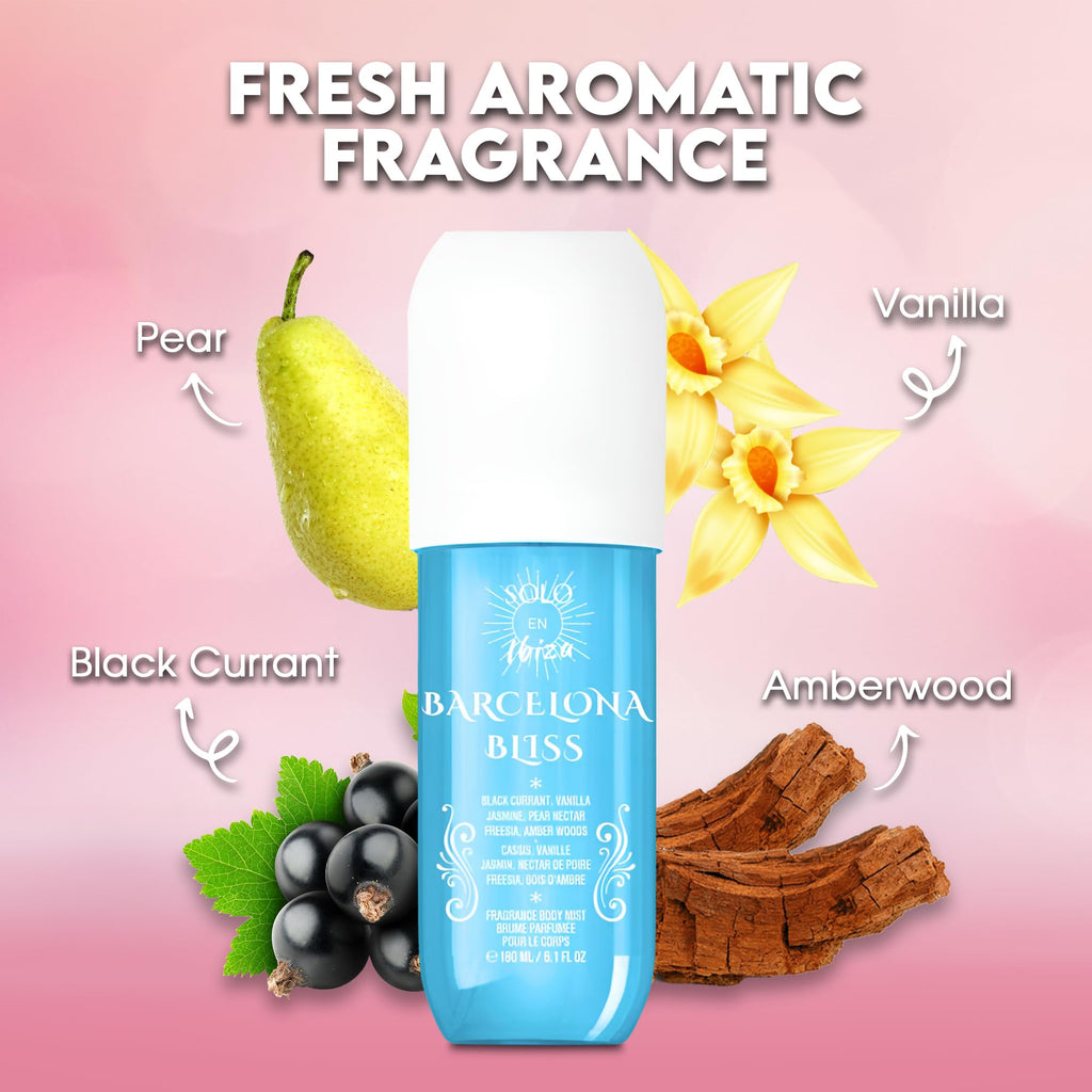 AFLUXE Barcelona Bliss Perfume Mist for Women – 180ml, Floral & Fresh Notes, Long-Lasting