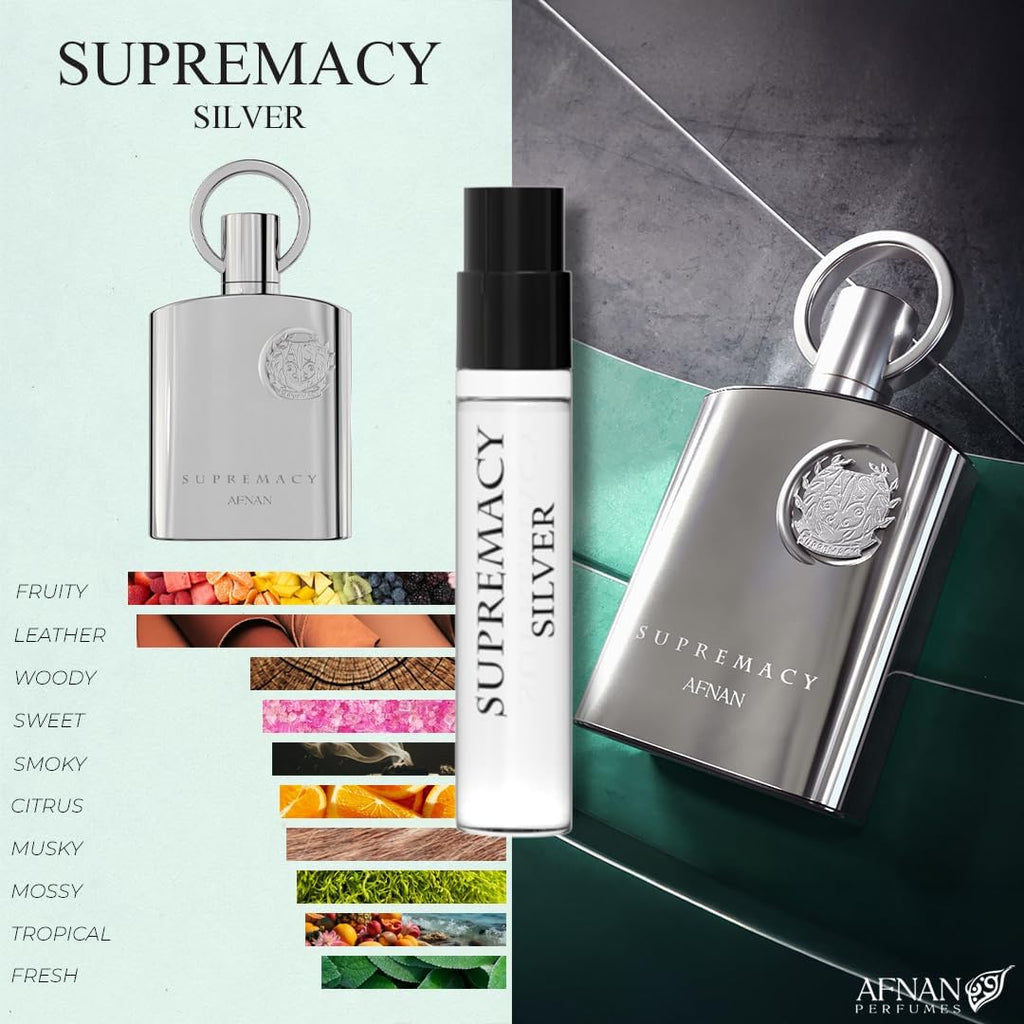 Afnan Supremacy Homme Discovery Kit: 5x2ml Fragrance Vials for Sampling & Travel