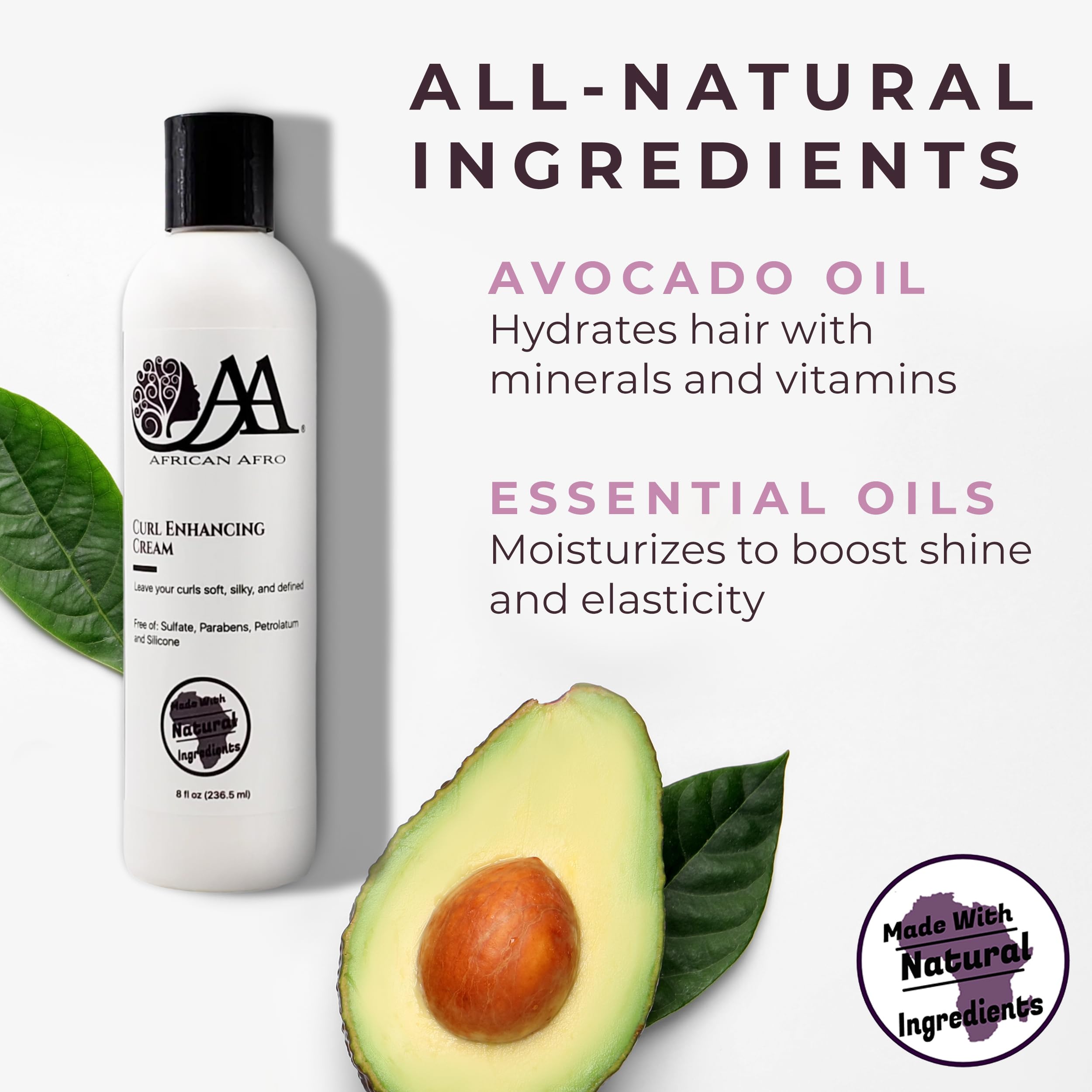 African Afro AA Curl Enhancing Cream – Curl Defining for Medium to Coarse Curls | Avocado Oil | 8 oz
