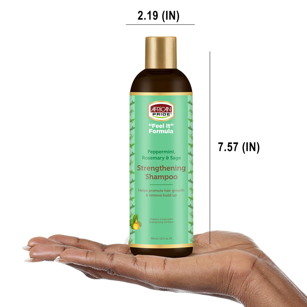 African Pride Feel It Formula Strengthening Shampoo – Peppermint, Rosemary & Sage – 12 oz (3-Pack)