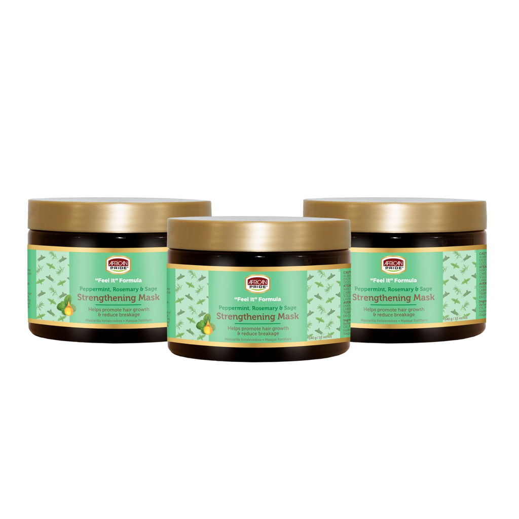 Feel It Formula Hair Strengthening Mask – Peppermint, Rosemary & Sage – Growth & Nourishing Treatment | African Pride 12oz (Pack of 3)