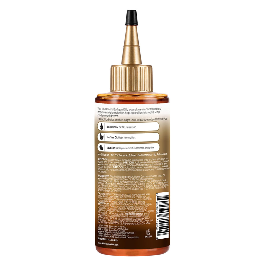 African Pride Black Castor Miracle Oil – Hair & Scalp Sealing Oil with Castor, Tea Tree & Soybean Oil | 6oz Pack of 3