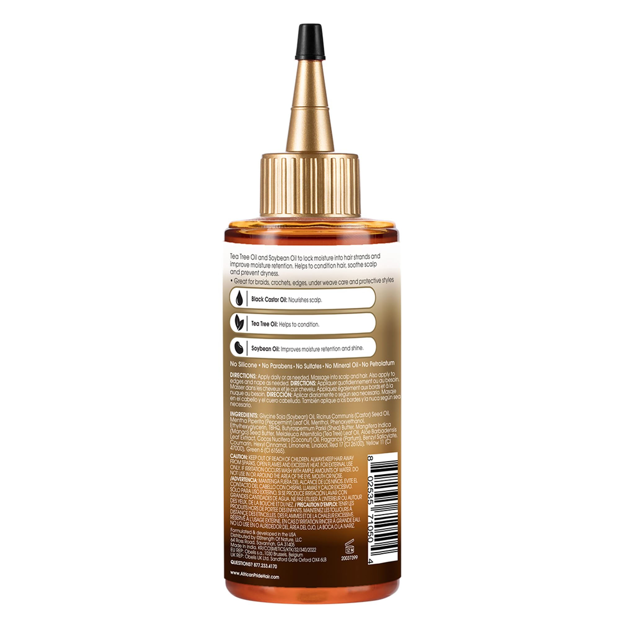 African Pride Black Castor Miracle Oil – Hair & Scalp Sealing Oil with Castor, Tea Tree & Soybean Oil | 6oz Pack of 3