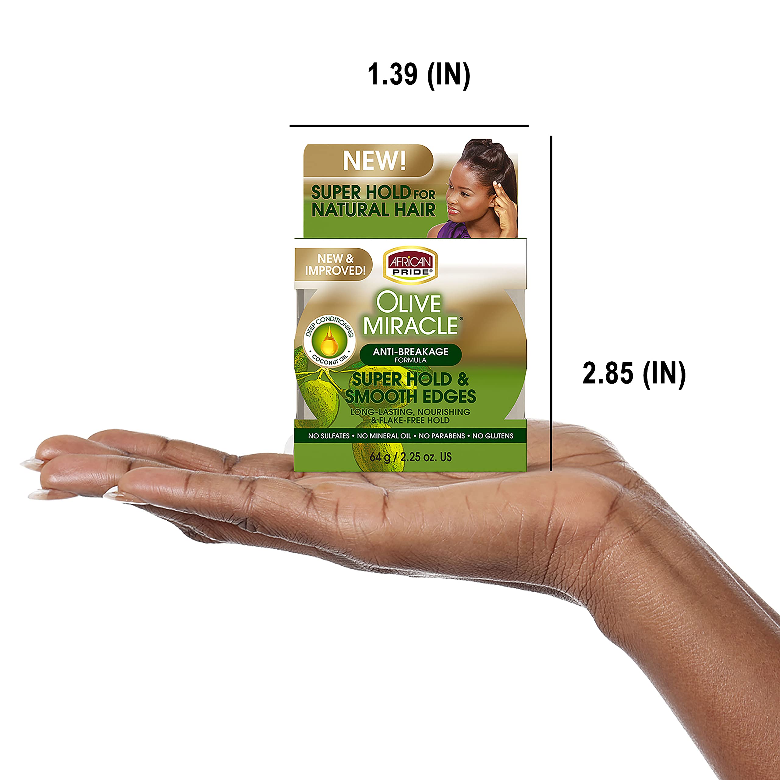 African Pride Olive Miracle Silky Smooth Edges (3-Pack) – Non-Greasy Edge Gel with Olive & Coconut Oil, 2.25oz Each