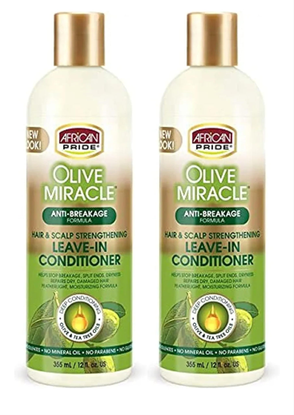 African Pride Olive Miracle Leave-In Conditioner – 12 oz (2 Pack) | Strengthen & Detangle Hair