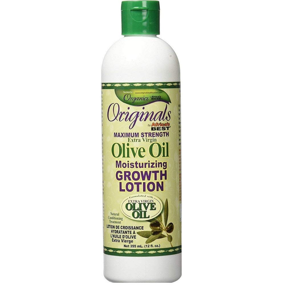 Africa's Best Originals Maximum Strength Extra Virgin Olive Oil Moisturizing Growth Lotion – 12 oz (Pack of 2)