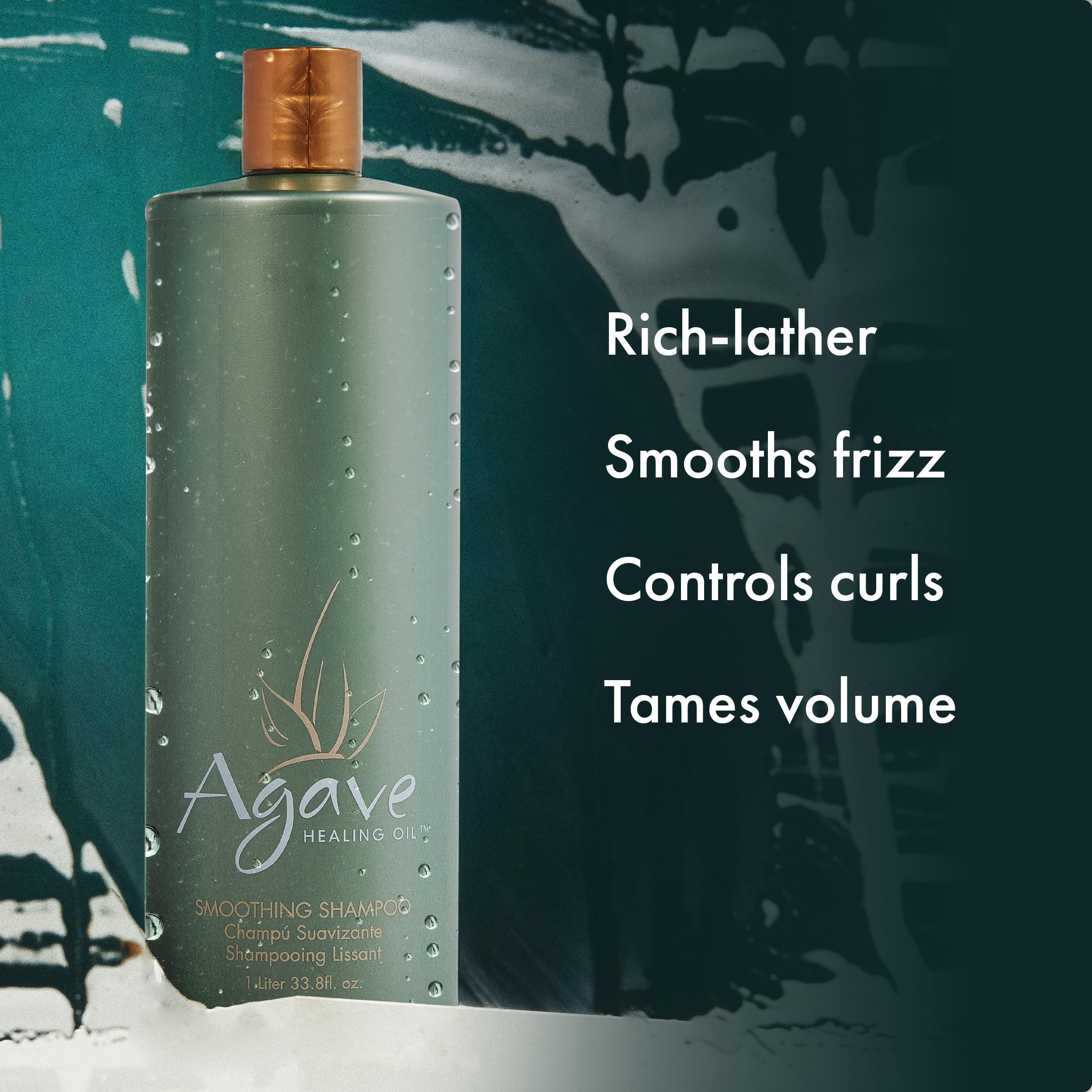 Agave Smoothing Shampoo – Hydration & Frizz Control | Color-Safe, Sulfate-Free (33.8 oz) | Agave Healing Oil