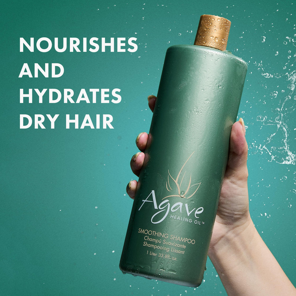 Agave Smoothing Shampoo – Hydration & Frizz Control | Color-Safe, Sulfate-Free (33.8 oz) | Agave Healing Oil