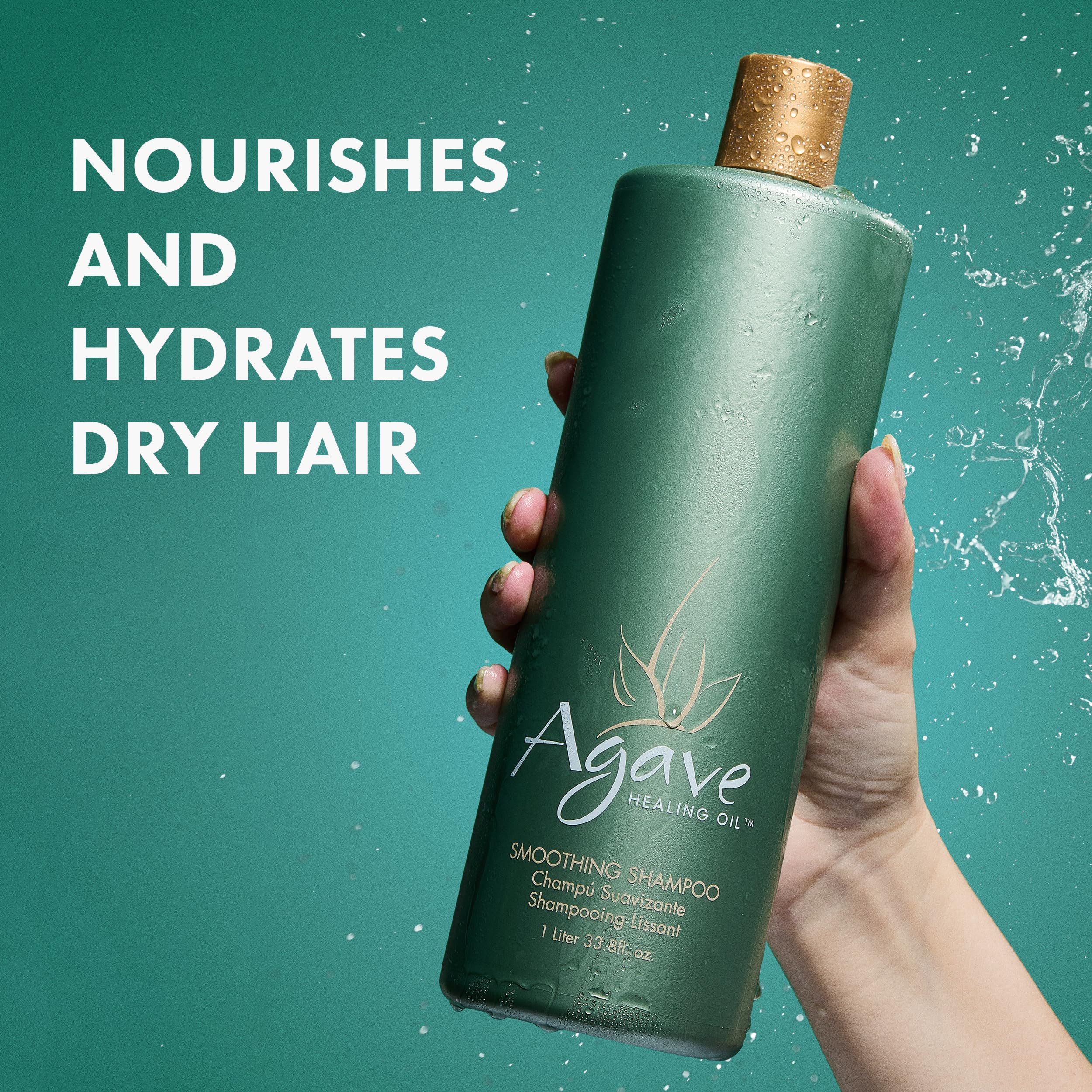 Agave Smoothing Shampoo – Hydration & Frizz Control | Color-Safe, Sulfate-Free (33.8 oz) | Agave Healing Oil
