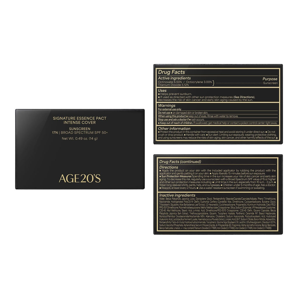 AGE 20's Signature Essence Pact SPF 50+ | Pack of 2 | 21N Vanilla – Cushion Foundation, Dewy Finish