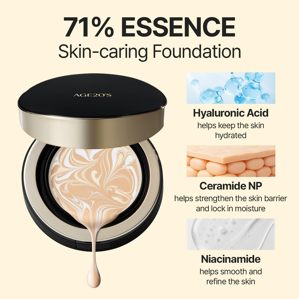 AGE 20's Signature Essence Pact – Vegan Korean Cushion Foundation SPF 50+ Dewy Glow