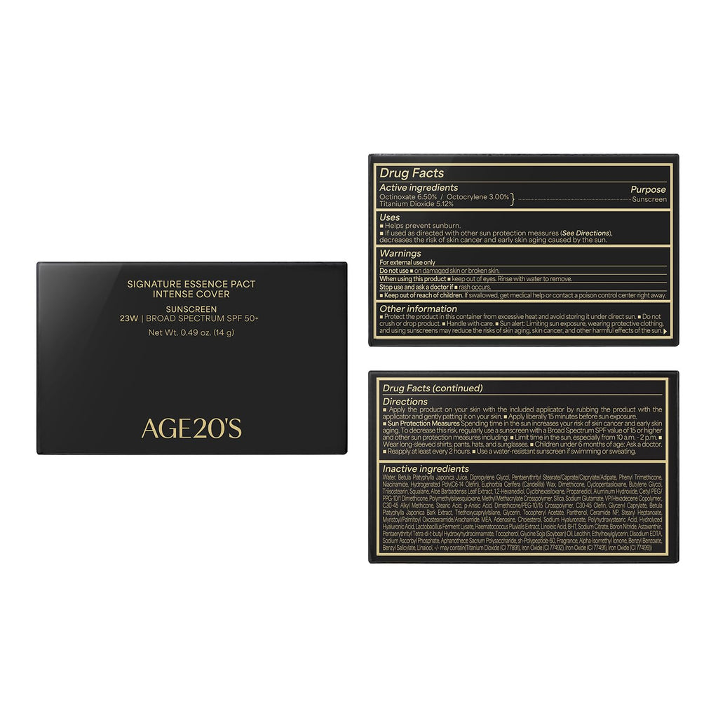 AGE 20's Signature Essence Pact SPF 50+ Beige 23W – Dewy Cream Foundation