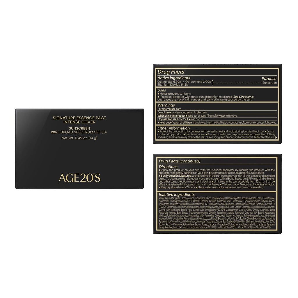 AGE 20's Signature Essence Pact SPF 50+ Cream Foundation – 28N Walnut | Dewy Finish & Natural Coverage