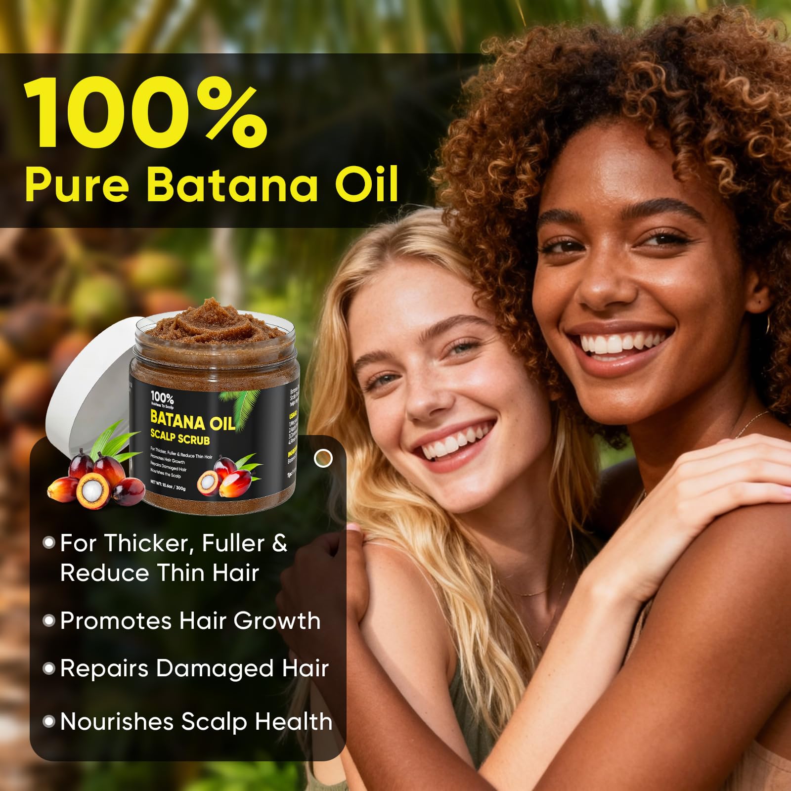 Agodafoo Batana Oil Scalp Scrub with Rosemary – Hair Nourishment & Growth Support, 10.6 oz