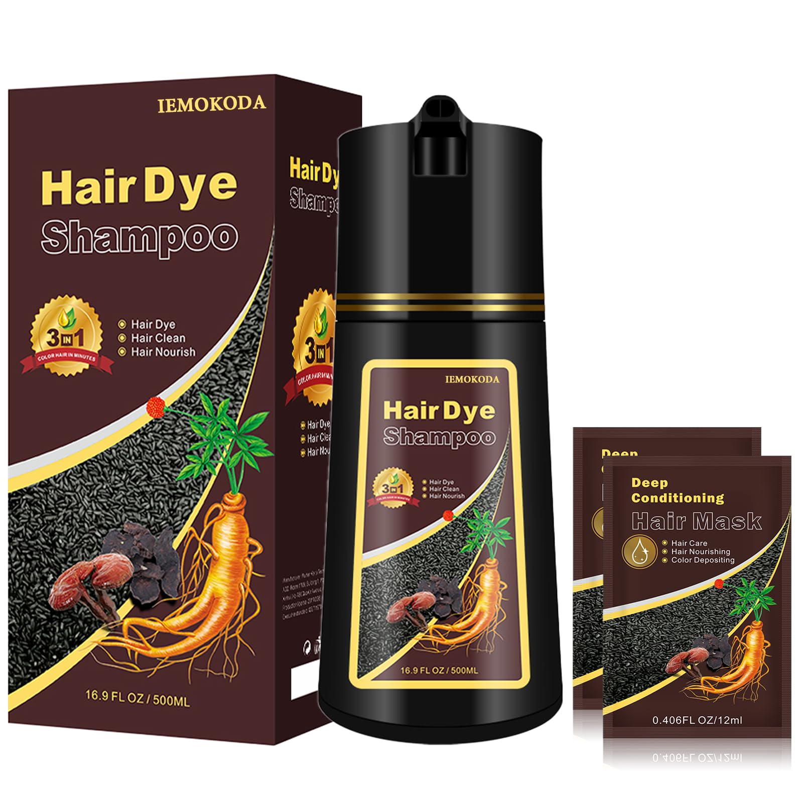 Agthyuve Light Brown Hair Dye Shampoo 3-in-1 | 16.9 fl oz for Home Use