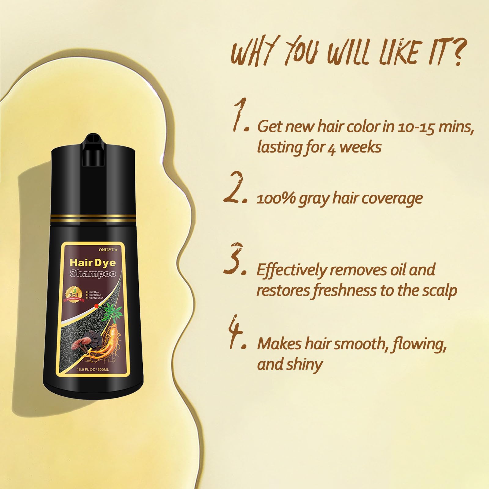 Agthyuve Wine Red Hair Dye Shampoo – 16.9 oz for Gray Hair Coverage (Men & Women)