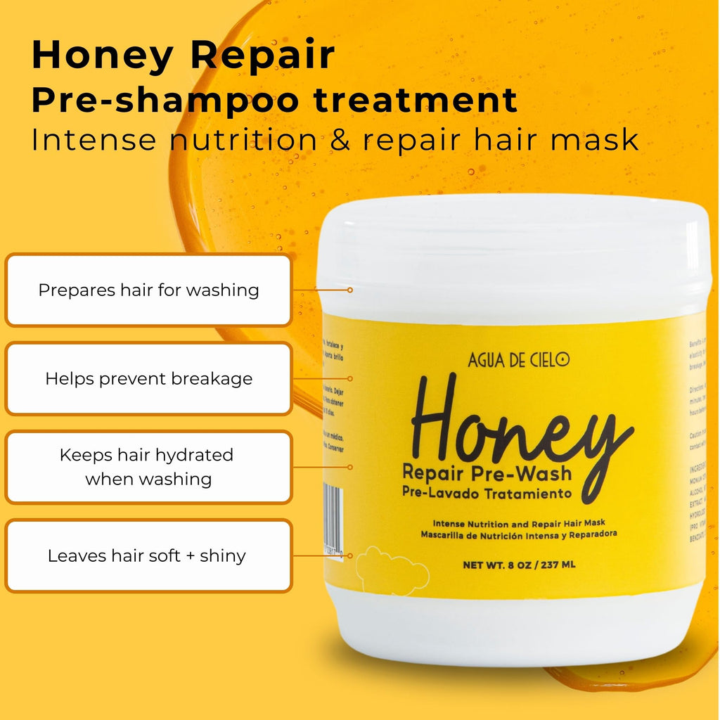 Agua de Cielo Honey Repair Pre-Shampoo — Hydrating Mask for Dry & Color-Treated Hair | 8 oz
