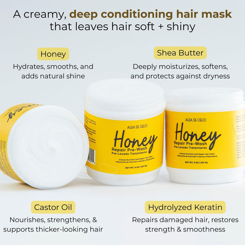 Agua de Cielo Honey Repair Pre-Shampoo — Hydrating Mask for Dry & Color-Treated Hair | 8 oz