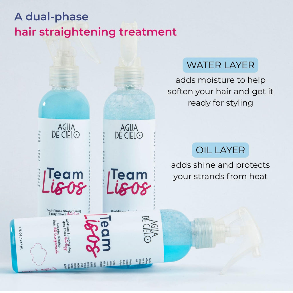 Agua de Cielo Team Lisos Hair Straightening Spray – Dual-Phase Heat Protection, Anti-Frizz