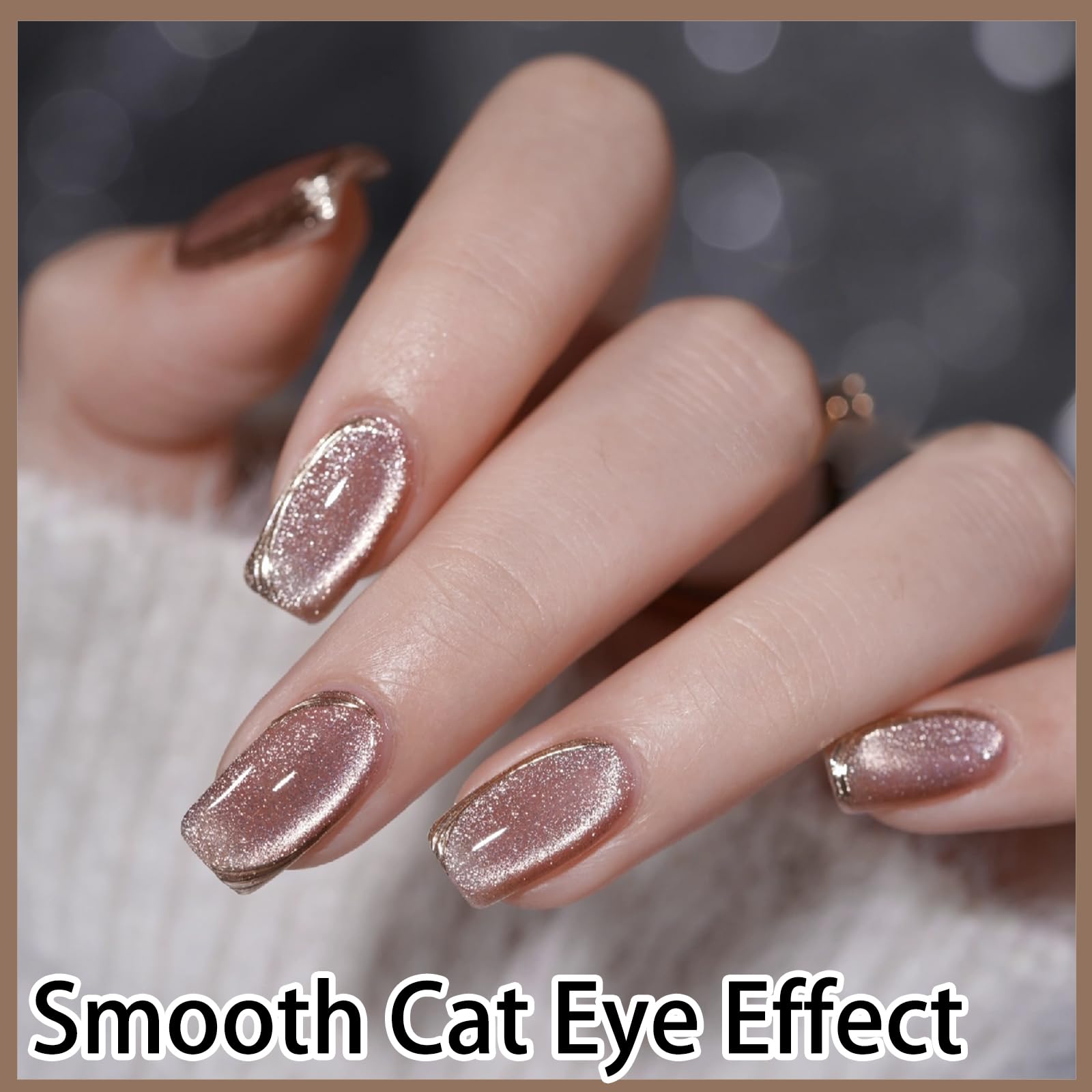 AHAMIOU Crystal Cat Eye Gel Polish Kit – Magnetic Nail Polish Set with Holographic Cats Eyes