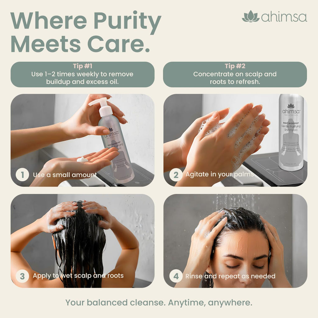 Ahimsa Gentle Purifying Shampoo – Oily Hair Clarifying Cleanser