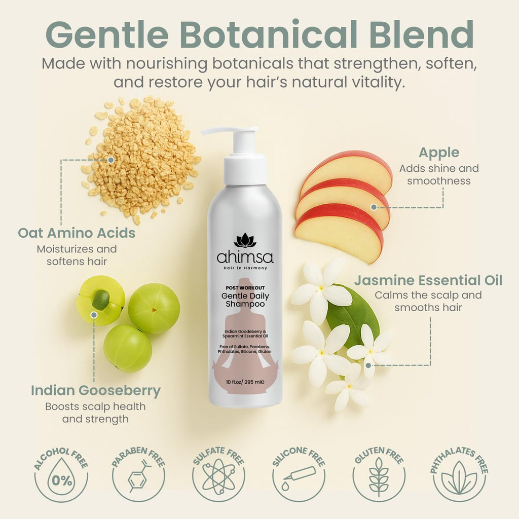 Ahimsa Gentle Daily Shampoo — Organic Hydrating Shampoo for Dry, Curly & Color Treated Hair | Made in USA