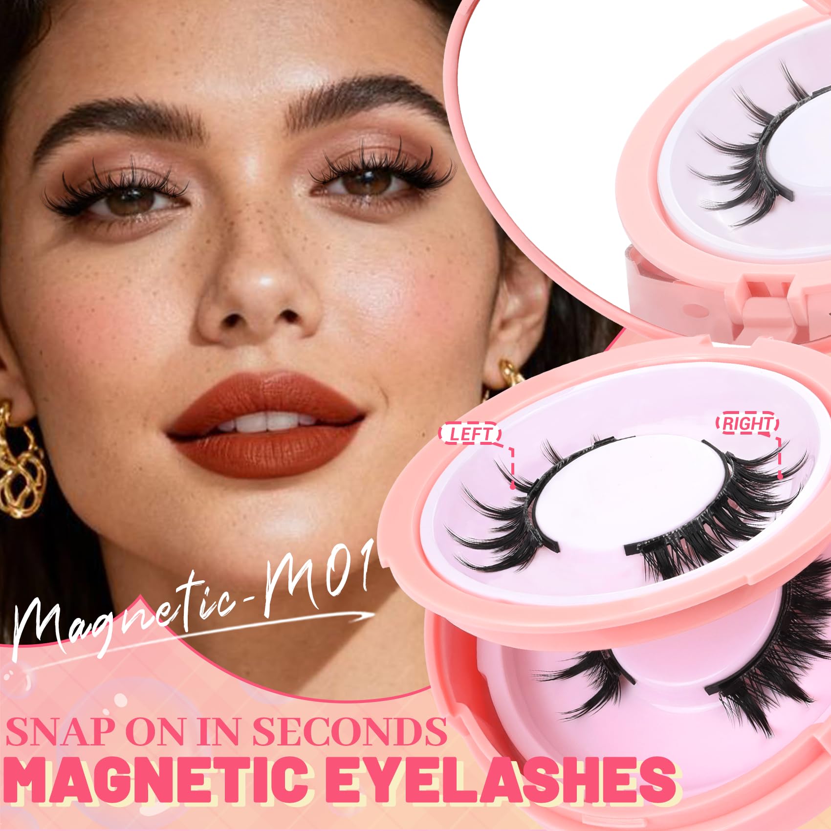 Ahrikiss Magnetic Eyelashes – 2 Pairs, Reusable, No Glue, Applicator Included