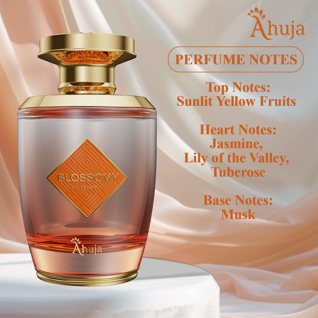 AHUJA Blossomy Eau de Parfum – 3.4oz for Women | Floral Tuberose & Jasmine