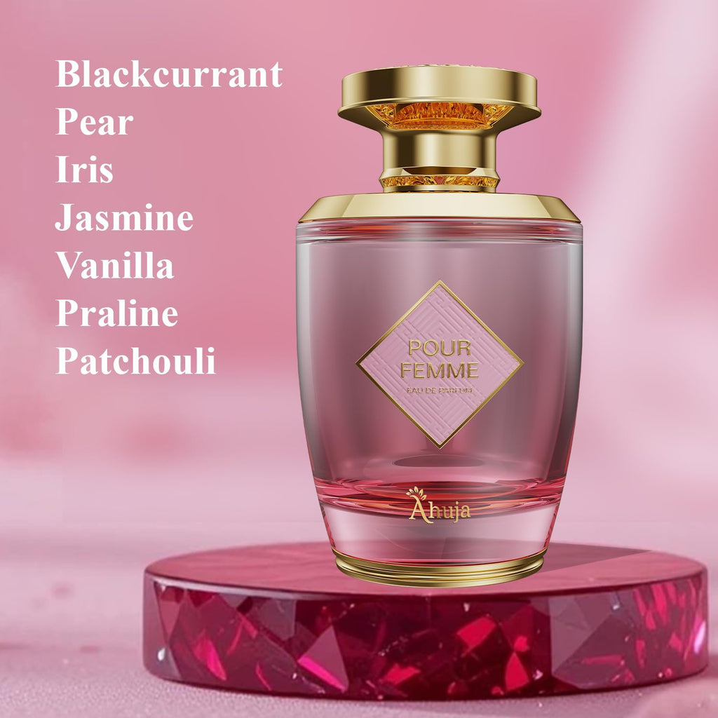 AHUJA Pour Femme Eau De Parfum 3.4oz – Floral Iris, Patchouli & Vanilla