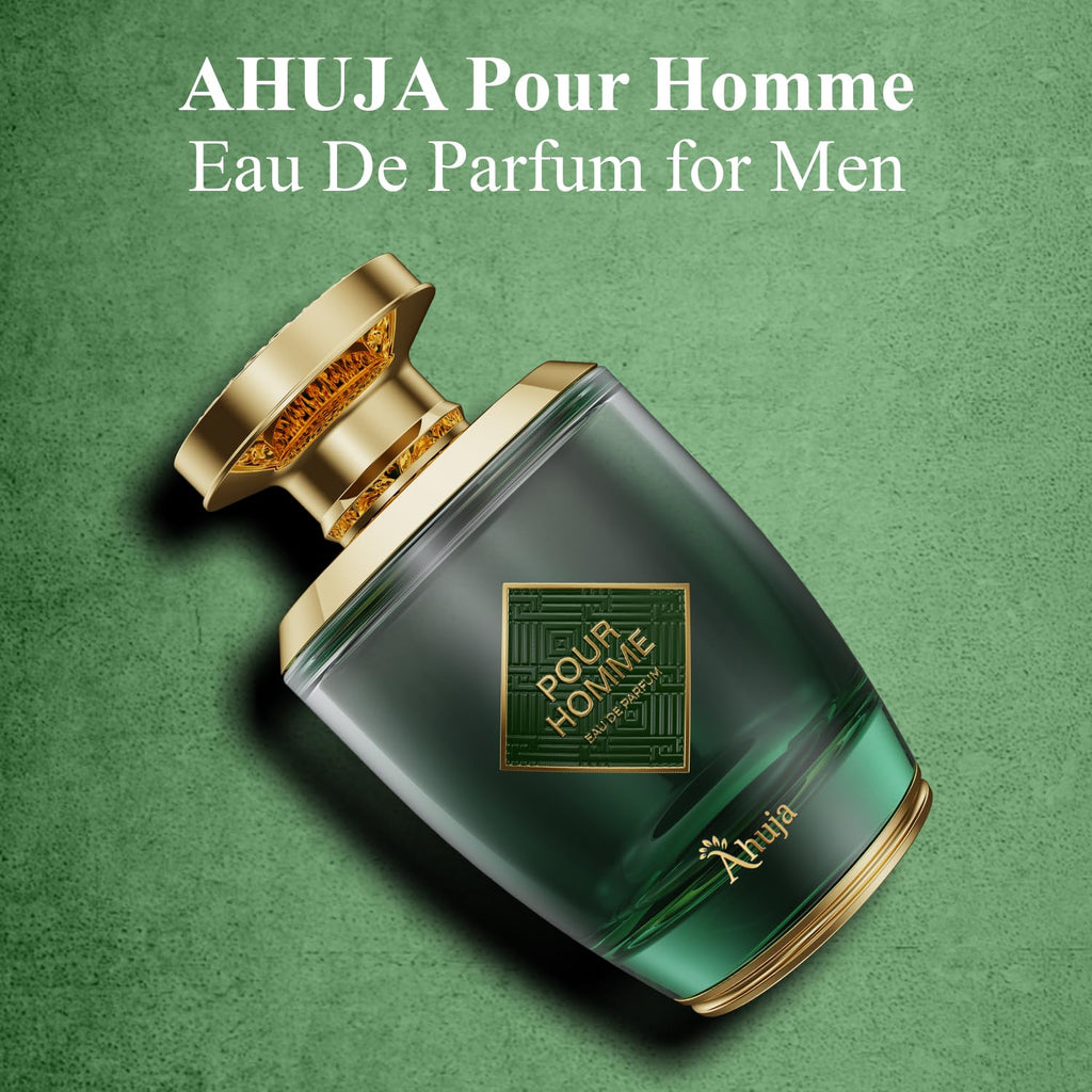 AHUJA Pour Homme Eau de Parfum for Men – 3.4 fl oz | Long-Lasting Citrus & Fruity Notes
