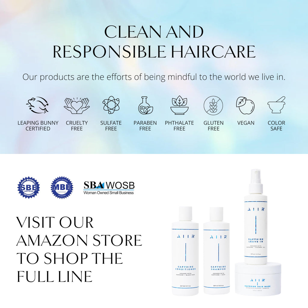 AIIR Sapphire Shampoo – Crystal Infused, Vegan, Sulfate-Free, Color-Safe (8 oz)